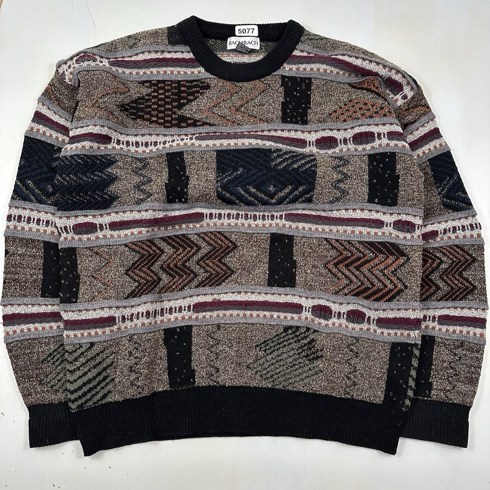 VTG Coogi Style 3D Knit Sweater Men Large Bachrach Multicolor‎ Biggie Textured